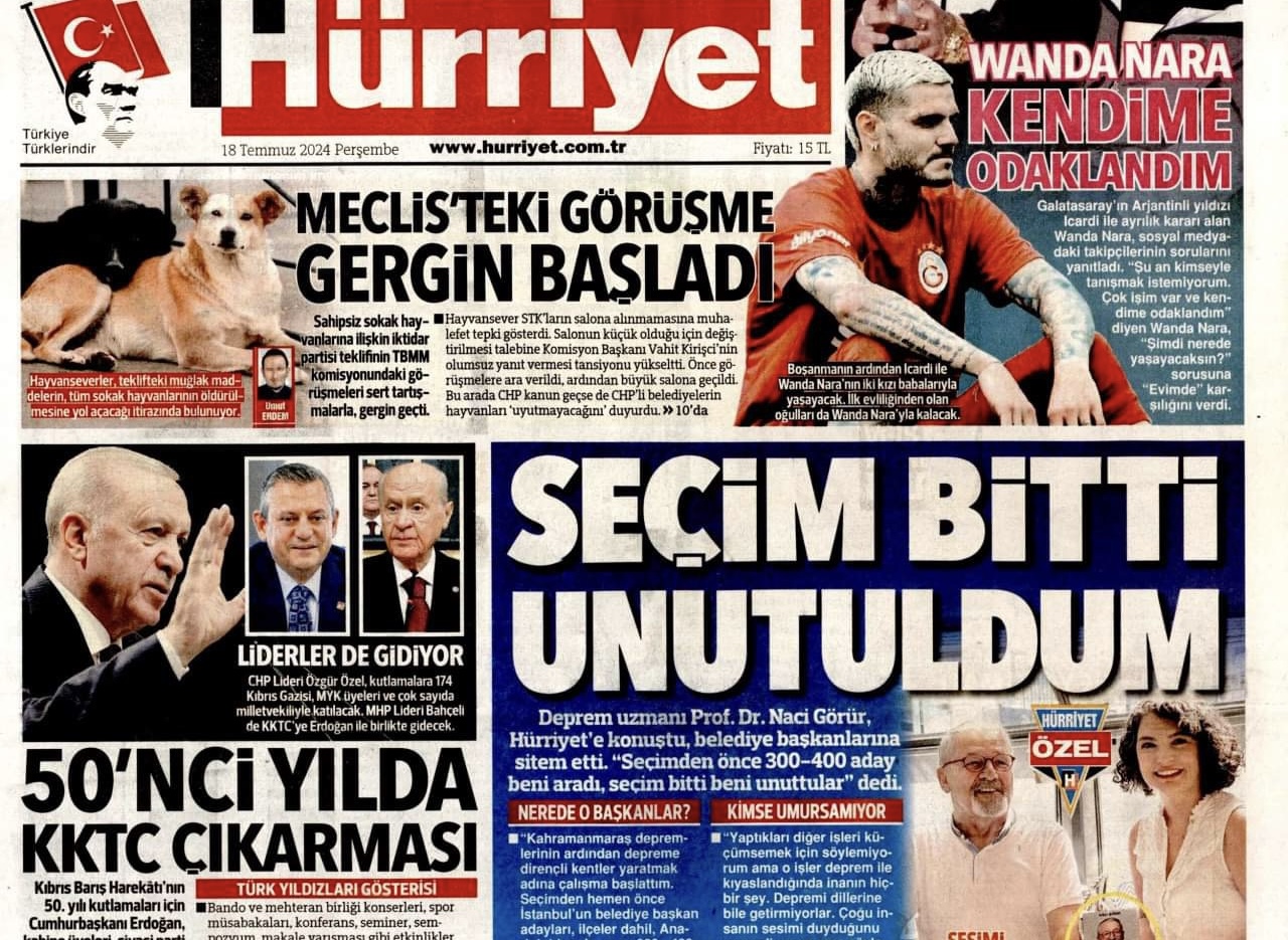 Πρωτοσέλιδα πανηγυρίζει ο τουρκικός Τύπος για 50 χρόνια τουρκικής εισβολής