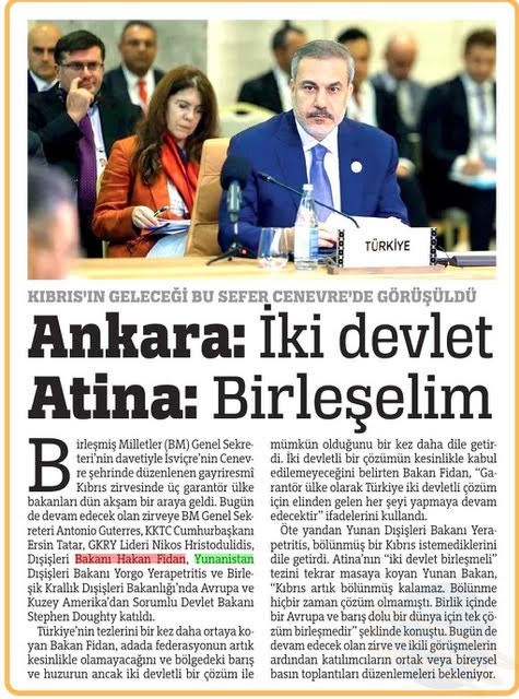 Φιντάν συναντήθηκε μόνος με Χριστοδουλίδη μεταδίδει η Χουριέτ – Ευρεία κάλυψη Γενεύης από τουρκικό τύπο